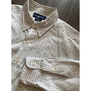 Ralph Lauren Blake Shirt Mens Large White Purple Plaid Oxford Button Down